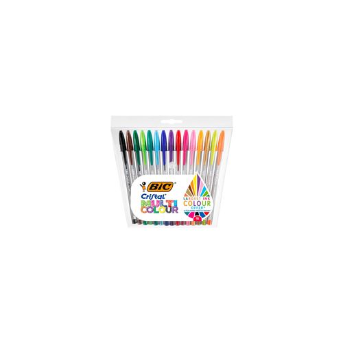 BIC Cristal Multicolour Stylo bille à capuchon pointe large 1 6 mm Pochette de 15 coloris assortis - vue 1