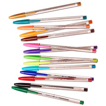 Pochette de 15 Stylos à bille BIC Cristal Multicolour Couleurs assorties