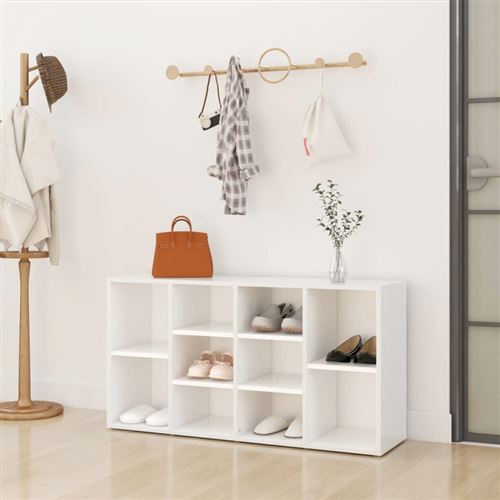 vidaXL - Banc à chaussures - 103x30x54,5 cm - Blanc - Image 2
