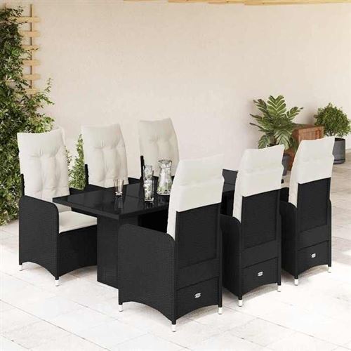 VIDAXL - Ensemble de bistro de jardin - 7 pièces - Noir - Image 2