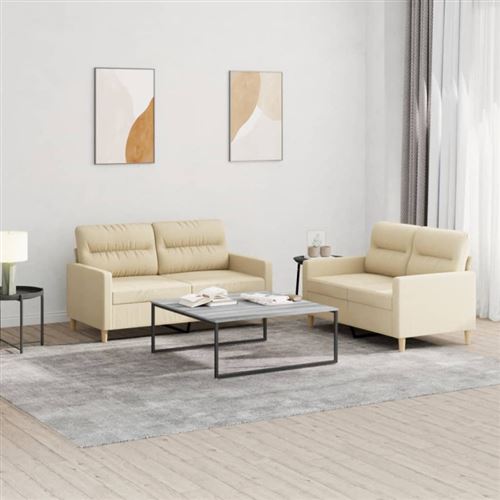Non Communiqué Crème Ensemble De Canapés 2 Pcs Avec Coussins Tissu
