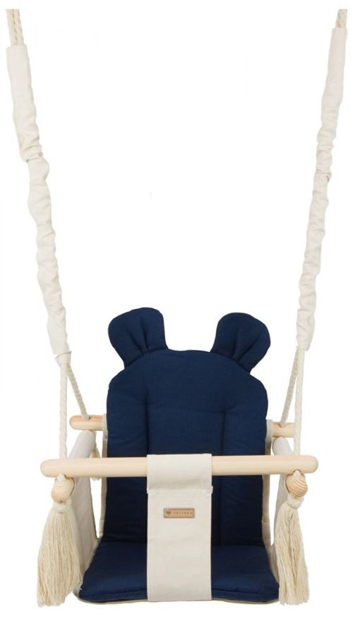 Balançoire bascule bois coton crème, bleu marine