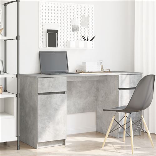 Bureau en béton gris 140x49x76 cm en bois d ingénierie