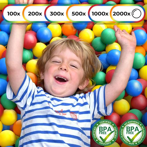 Infantastic® Balles Colorées en Plastique - Ø 5.5 cm, sans Plastifiants, Set de 2000 Pièces - Boules de Jeu, Piscine, pour Enfants
