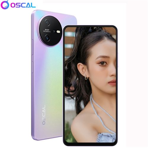 Smartphone Débloqué Oscal Tiger 12 6,78 pouces 16Go+128Go/SD 1To Caméra 64MP 5000mAh Android 13 NFC Dual SIM GPS - Violet