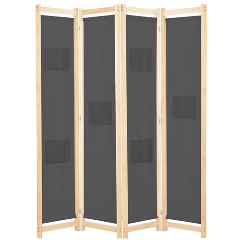 vidaXL Cloison de séparation 4 panneaux Gris 160x170x4 cm Tissu