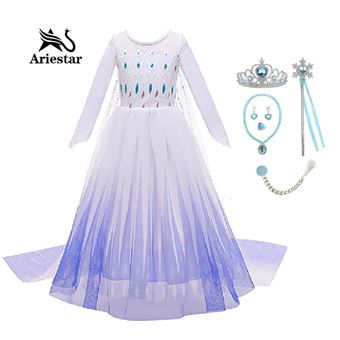 ATOWORLD Déguisement Elsa pour filles de 2 à 3 ans - Costume de princesse  Elsa pour filles - Costume de princesse Elsa pour filles - Reine des Neiges  - Vêtements avec accessoires