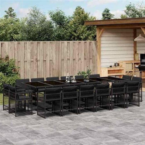 Non Communiqué Noir Vidaxl Salon De Jardin Avec Coussins 11 Pcs, Canapés De Patio, Ensemble De Meubles, Mobilier De Terrasse Extérieur, Beige 3257829
