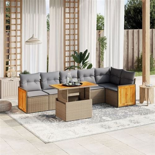 Non Communiqué Beige Vidaxl Salon De Jardin Avec Coussins 7 Pcs, Canapés De Terrasse, Ensemble De Meubles De Patio, Mobilier D'extérieur, 3273971