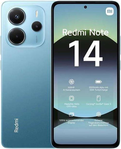 Smartphone Xiaomi Redmi Note bleu RAM 8 Go stockage 128 Go