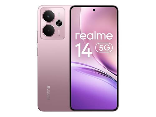 Smartphone realme 14 5G Snapdragon ® Jeu de puces 6 Gen 4, batterie 6000mAh, Charge 45W, affichage AMOLED 120Hz, IP69 NFC 8/256go Rose Guerrier
