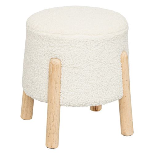 Tabouret d'appoint Inuit bouclette blanc Atmosphera