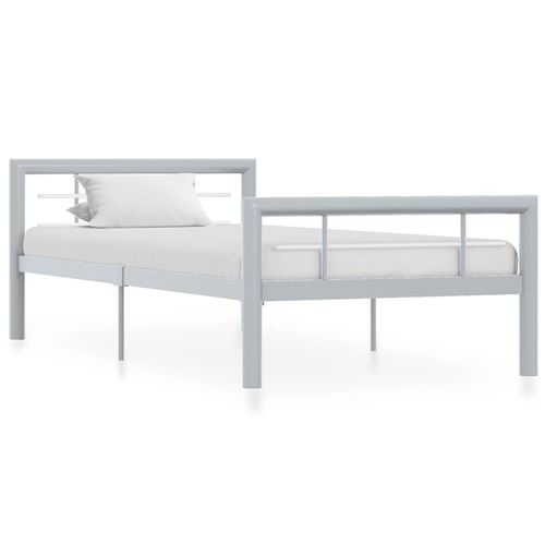 vidaXL Cadre de lit Gris et blanc Métal 100 x 200 cm