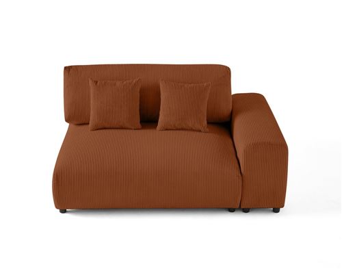 Non Communiqué Terracotta Garance - Module D'assise 2 Places Avec Accoudoir Droit - En Velours Côtelé