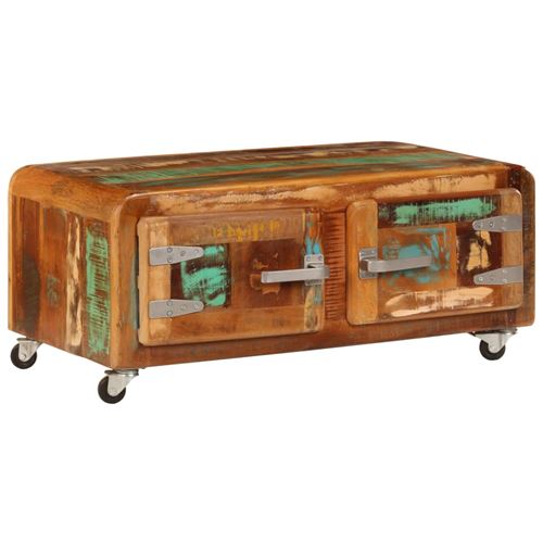 Table basse 85 x 55 x 40 cm bois de r&eacute;cup&eacute;ration massif
