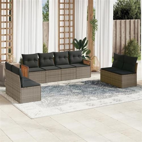 Non Communiqué Gris Salon De Jardin Modulable Vidaxl Rotin 8 Pieces X 59 X 69 8 Personnes
