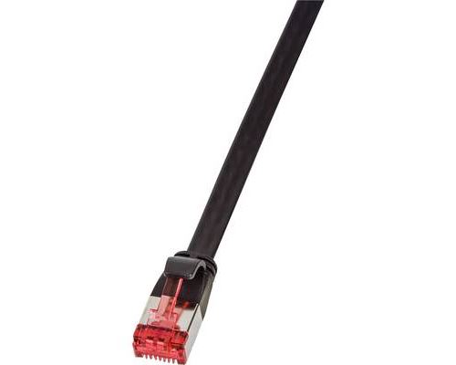LogiLink SlimLine - Cordon de raccordement - RJ-45 (M) pour RJ-45 (M) - 5 m - U/FTP, PiMF - CAT 6 - moulé, sans crochet, plat - noir