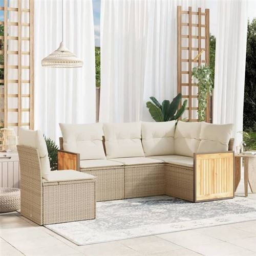 Non Communiqué Or Salon De Jardin Modulable Vidaxl Rotin Beige 5 Pieces X 59 X 69 5 Personnes