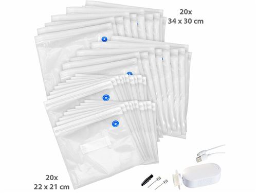 Non Communiqué Rosenstein & Söhne : Pompe Sans Fil Et 40 Sacs De Mise Sous Vide En 2 Tailles