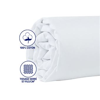 Drap-housse Coton Blanc Bonnet 25 - 160x200 cm - 100% coton - Le Roi du  Matelas