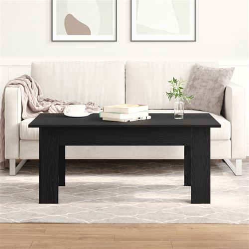 Table basse noire en bois d ingénierie 100x60x42 cm