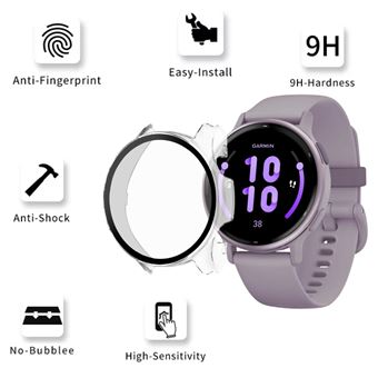 KNOXS Coque + Vitre 9H Garmin Vivoactive 5 – Bumper PC Anti-Chocs Anti-Rayures Or – Protection Complète Écran