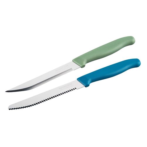 Non Communiqué Vert,Bleu Set De 2 Couteaux D’office Et À Petit Déjeuner 22,5 Cm Nirosta Elemental