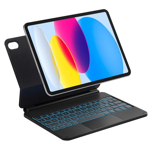 INATECK  Clavier Magn&eacute;tique pour iPad 10e/11e g&eacute;n&eacute;ration 2025 A16 Support Flottant R&eacute;tro&eacute;clairage 7 Couleurs et Trackpad