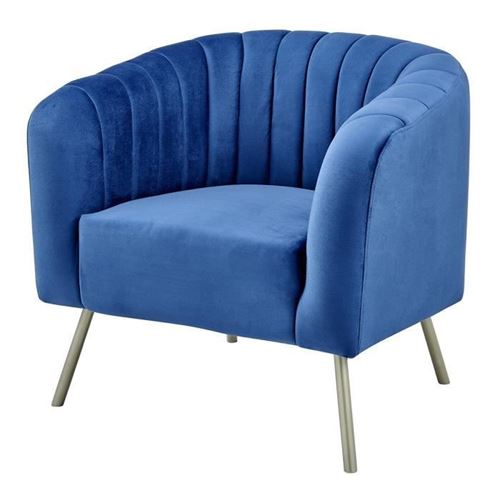 Fauteuil en Velours Emeraude - Pieds en bois naturel - L 79 x P 70 x H 71 cm - MATHIS