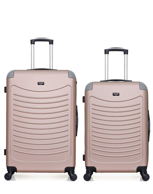 Non Communiqué Rose Dore Wave Paris - Lot De 2 - Valise Grand Format Et Valise Weekend Congo
