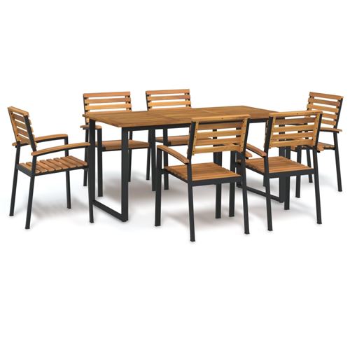 vidaXL Ensemble à manger de jardin 7 pcs bois d'acacia solide et métal