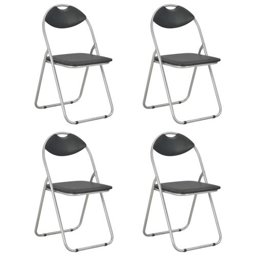 vidaXL Chaises pliantes de salle à manger 4 pcs Noir Similicuir