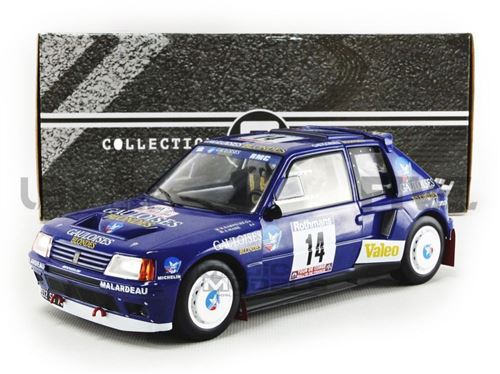 Voiture Miniature de Collection TRIPLE 9 1-18 - PEUGEOT 205 T16 - Tour de Corse 1985 - Blue - T9-1800205