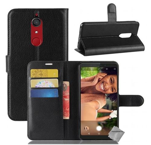 Housse etui coque pochette portefeuille pour Wiko View XL + verre trempe - NOIR - htdmobiles