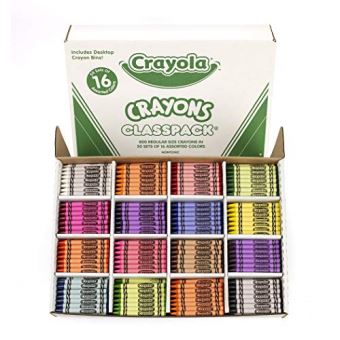 Crayola BIN528016 Classray Crayon, taille régulière, 16 couleurs, paquet de 800 - 1