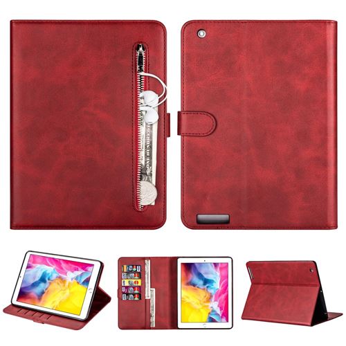 Etui en PU poche zippée avec support rouge pour votre Apple iPad 2/3/4