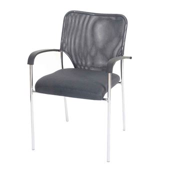 Lot de 4 chaises de conférence / visiteur Tulsa, empilable, tissu – siège gris, dossier gris - 1