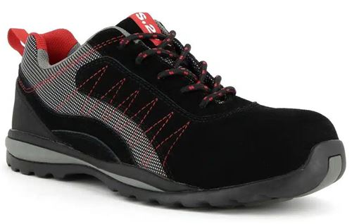 Chaussure basse ZEPHIR S1P - S 24 BOSSI INDUSTRIE - Cuir croûte velours noir/toile grise - Taille 46 - 5122-46