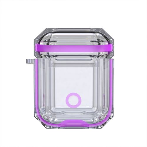 Coque en TPU bicolore avec chargement de sangle violet pour votre Apple AirPods (2019)/(2016)
