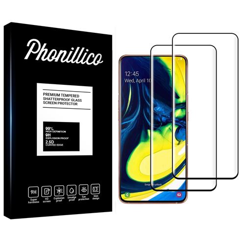 Verre Trempe pour Samsung Galaxy A80 [Pack 2] Film Transparent Bord Noir Vitre Protection Ecran Phonillico®