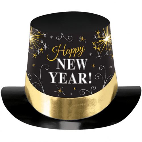 Amscan chapeau Bonne année 29,7,2 cm papier noir/blanc/or
