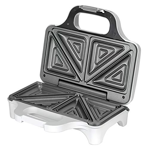 Mpm, mop-34 appareil &agrave; sandwichs pour 2 sandwiches, 4 en forme de triangle, antiadh&eacute;sif, 900w, blanc