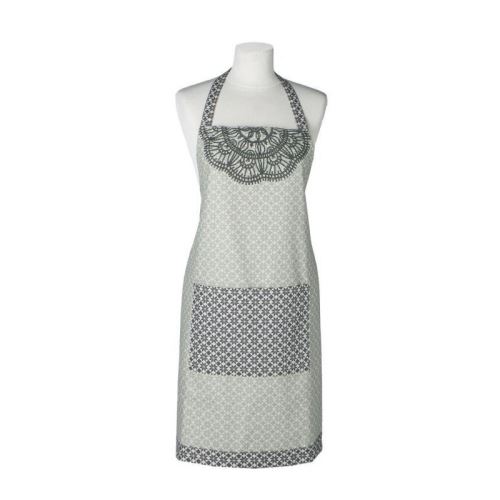 DEKOANDCO Tablier Dentelle - Imprimé gris - Grande poche