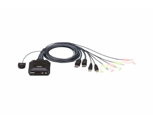 Aten Technology Aten Commutateur Kvm Câble Displayport Usb 2 Ports Avec Sélecteur De Port Distant