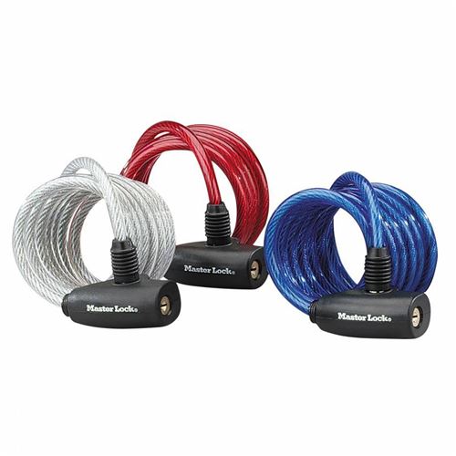 Master lock 3 câble assortis ii même clé bleu rouge transparent 1.80 m