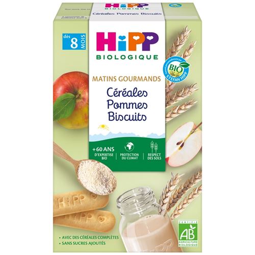 Petits Déjeuners Céréales Pommes Biscuits (Dès 8 mois) - boite de 250 g - Hipp Biologique
