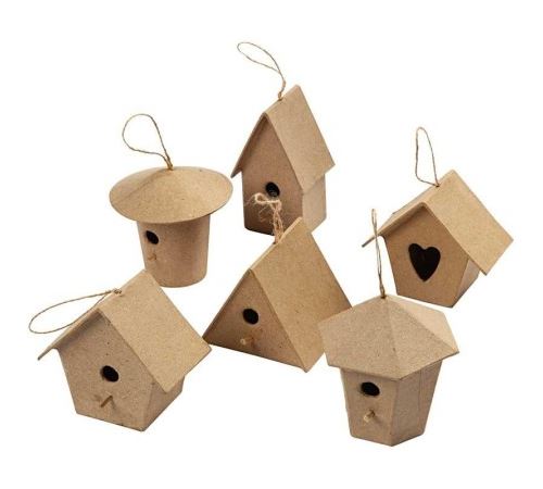 Assortiment de mini-nichoirs 7 cm à décorer - 6 pcs