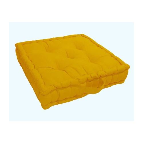 Coussin de sol Grand Format 100% Coton 60x60x15 cm MOUTARDE