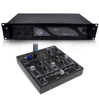 SkyTec STM-2250 Mini table de mixage 4 canaux USB MP3 Effets Sound + Ampli AX 1000W - 1