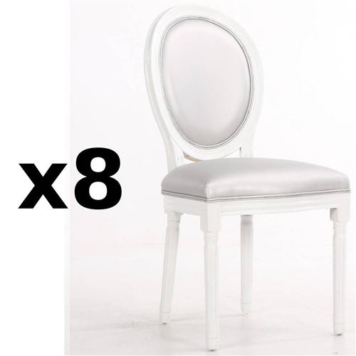 Lot de 8 chaises médaillon VERSAILLES style louis XVI polyuréthane gris